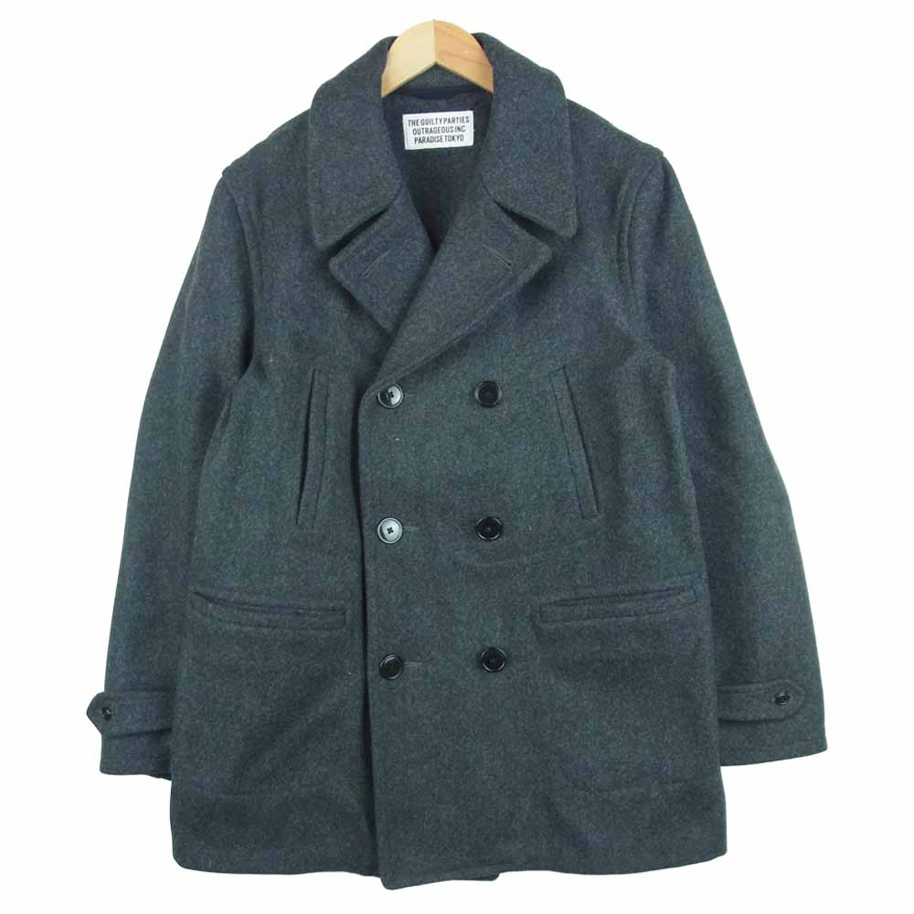 WACKO MARIA ワコマリア 15FW-WMO-CO12 PEA COAT ピーコート ウール 日本製 グレー系 XL【極上美品】【中古】