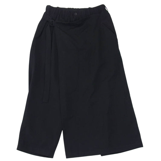 Yohji Yamamoto ヨウジヤマモト POUR HOMME プールオム 19AW HC-P25-100 ウール ギャバジン リンクル スリム ラップ パンツ ブラック系 2【美品】【中古】