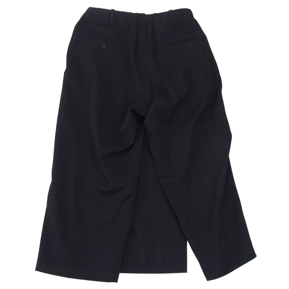 Yohji Yamamoto ヨウジヤマモト POUR HOMME プールオム 19AW HC-P25-100 ウール ギャバジン リンクル スリム ラップ パンツ ブラック系 2【美品】【中古】