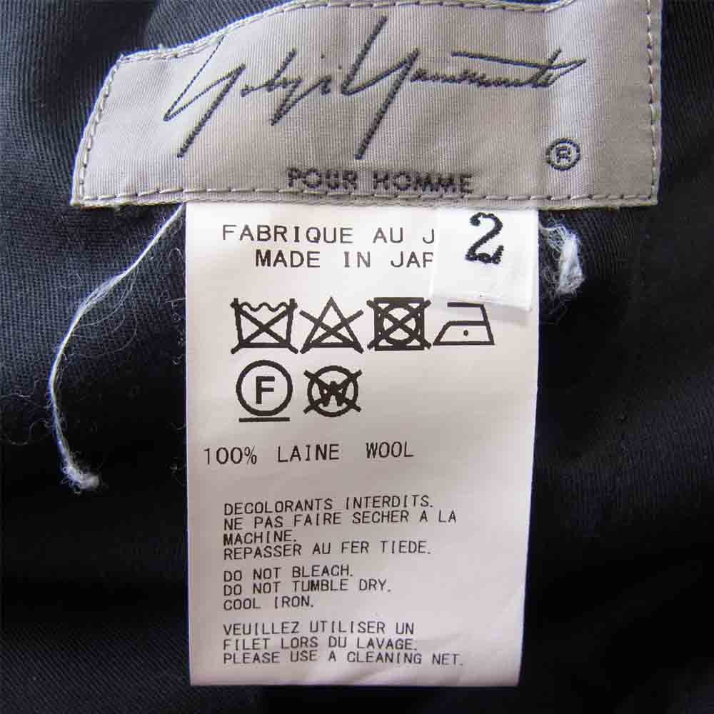 Yohji Yamamoto ヨウジヤマモト POUR HOMME プールオム 19AW HC-P25-100 ウール ギャバジン リンクル スリム ラップ パンツ ブラック系 2【美品】【中古】