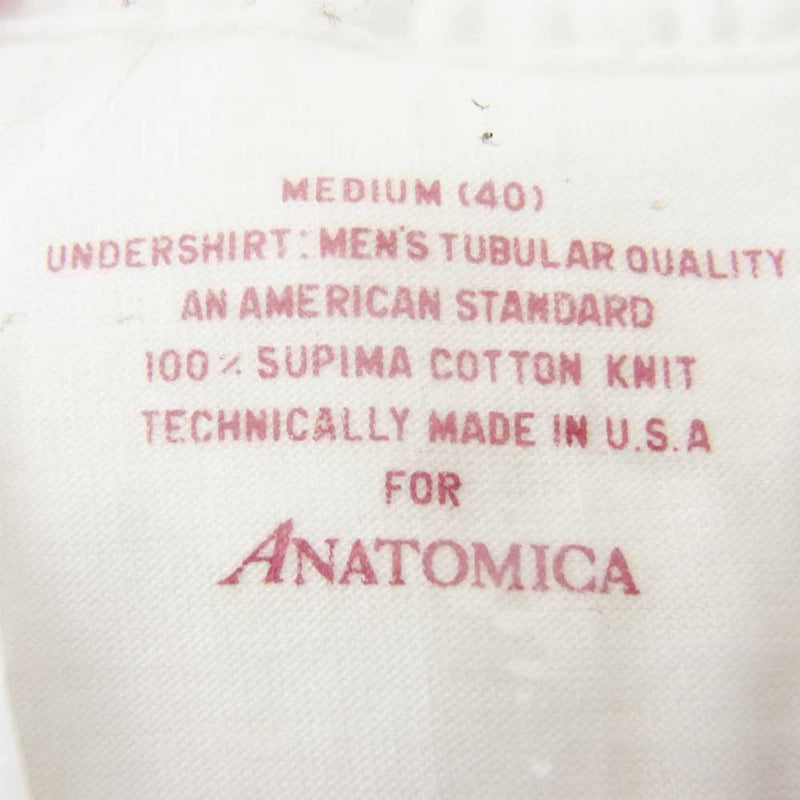ANATOMICA アナトミカ 2PACK TEE SUPIMA V NECK パック Tシャツ ホワイト系 M【新古品】【未使用】【中古】