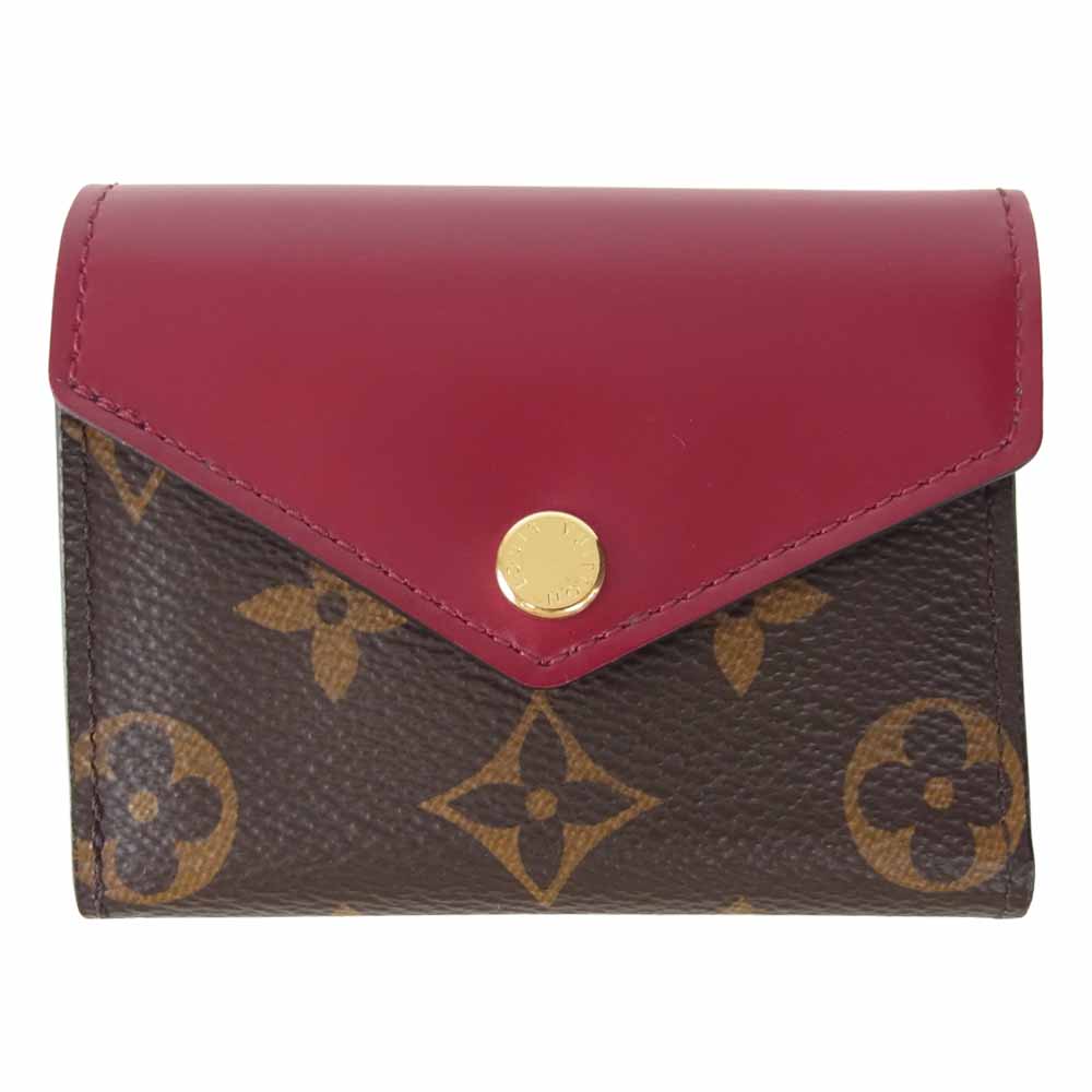 LOUIS VUITTON ルイ・ヴィトン M62932 ポルトフォイユ ゾエ モノグラム フューシャ 3つ折り財布 ブラウン系 ワインレッド系【中古】