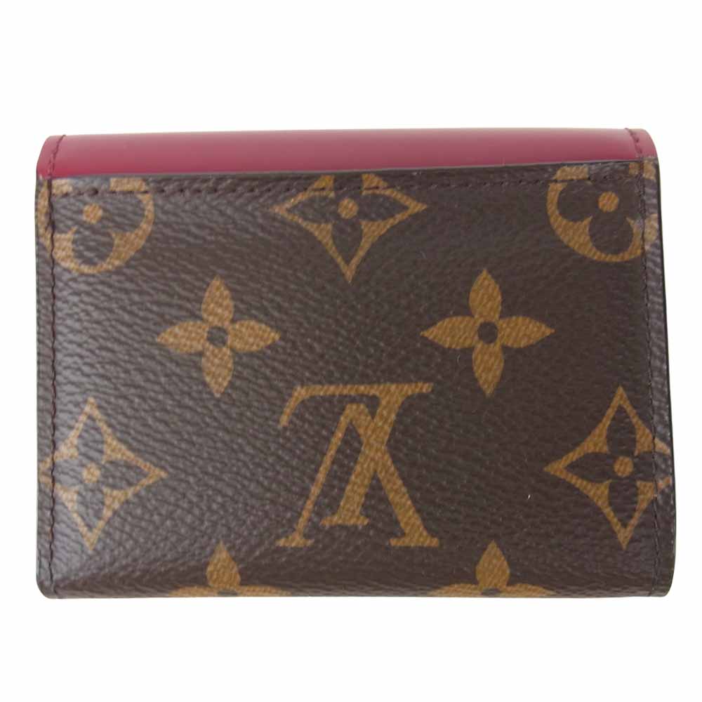 LOUIS VUITTON ルイ・ヴィトン M62932 ポルトフォイユ ゾエ モノグラム フューシャ 3つ折り財布 ブラウン系 ワインレッド系【中古】