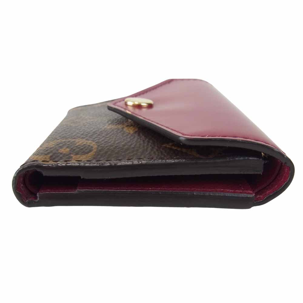 LOUIS VUITTON ルイ・ヴィトン M62932 ポルトフォイユ ゾエ モノグラム フューシャ 3つ折り財布 ブラウン系 ワインレッド系【中古】