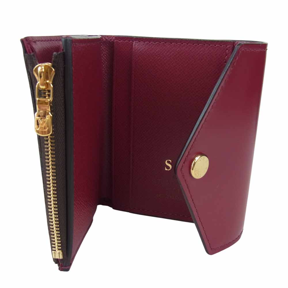 LOUIS VUITTON ルイ・ヴィトン M62932 ポルトフォイユ ゾエ モノグラム フューシャ 3つ折り財布 ブラウン系 ワインレッド系【中古】