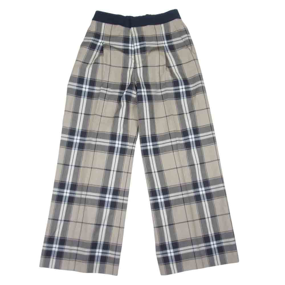 ADORE アドーア 531-8230925 チェック柄 パンツ 日本製 チェックパンツ ウール ベージュ系 38【中古】