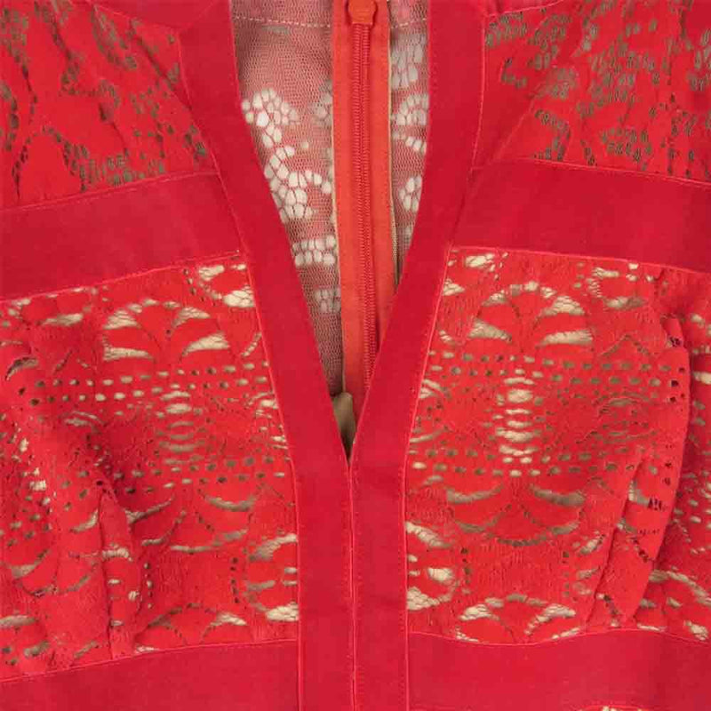 タダシショージ ショート イブニング ドレス ワンピース 中国製 レッド系 6【中古】