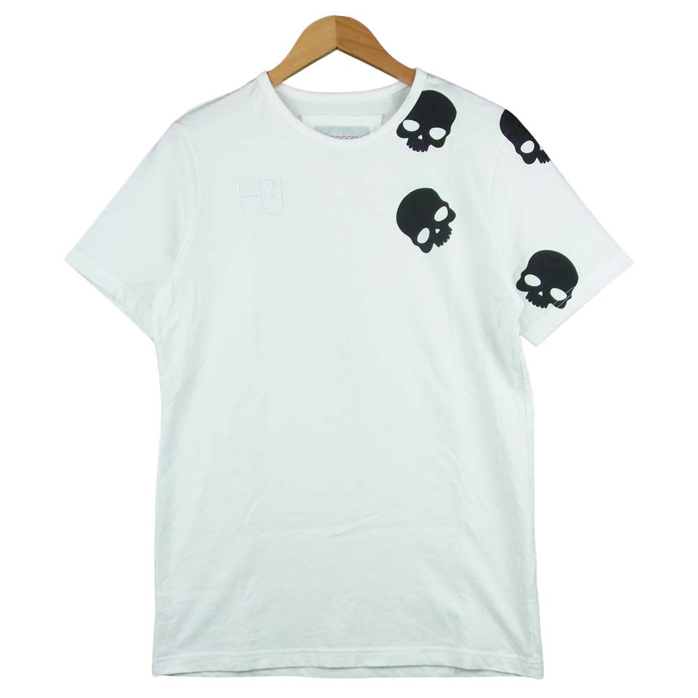 ハイドロゲン スカル プリント 半袖 Tシャツ コットン ホワイト系 M【美品】【中古】