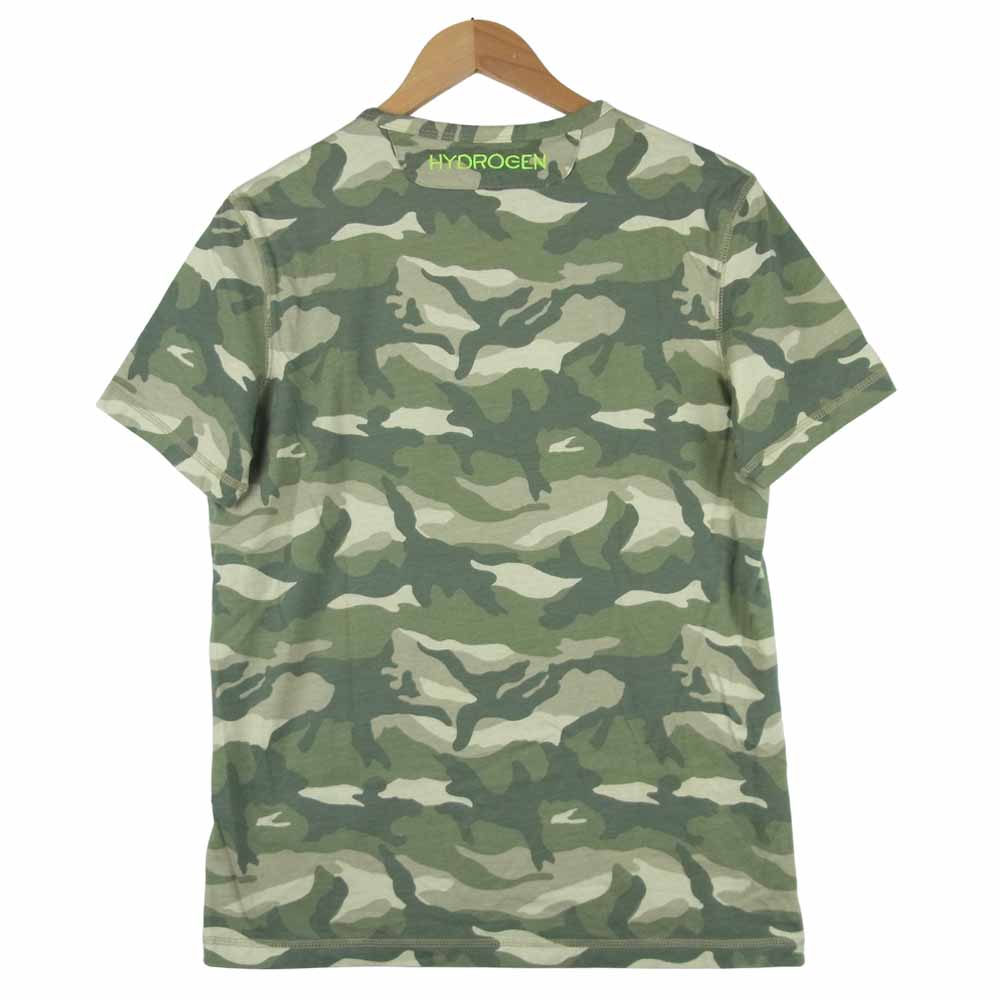 ハイドロゲン スカル 胸プリント 半袖 Tシャツ カモ コットン カーキ系 M【中古】