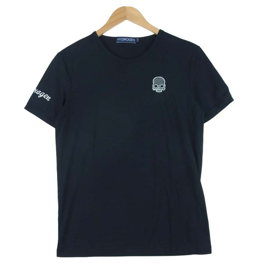 ハイドロゲン スカル 刺繍 半袖 Tシャツ コットン 中国製 ブラック系 M【中古】