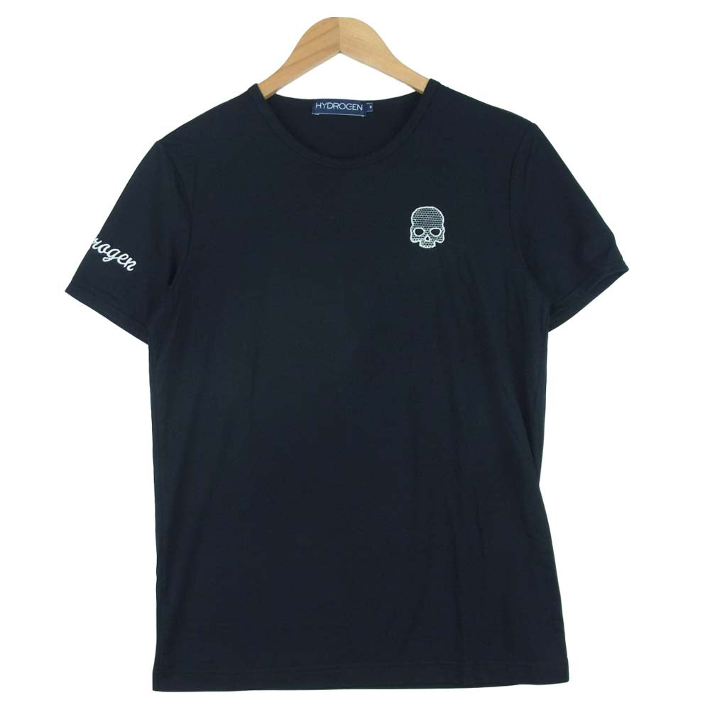 ハイドロゲン スカル 刺繍 半袖 Tシャツ コットン 中国製 ブラック系 M