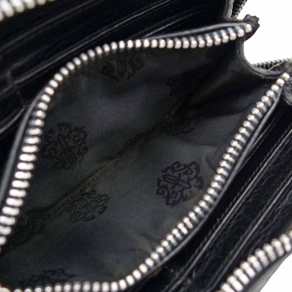 CHROME HEARTS クロムハーツ（原本無） REC F ZIP2 SCRL LABEL スクロールラベル ラウンドファスナー 長財布 ブラック系【中古】