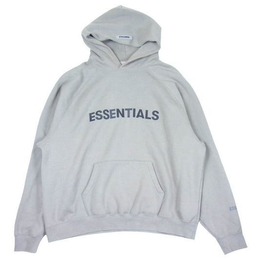 FEAR OF GOD フィアオブゴッド ESSENTIALS エッセンシャルズ フロントロゴ ラバープリント パーカー チャコール系 XL【中古】