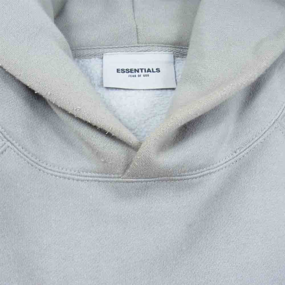 FEAR OF GOD フィアオブゴッド ESSENTIALS エッセンシャルズ フロントロゴ ラバープリント パーカー チャコール系 XL【中古】