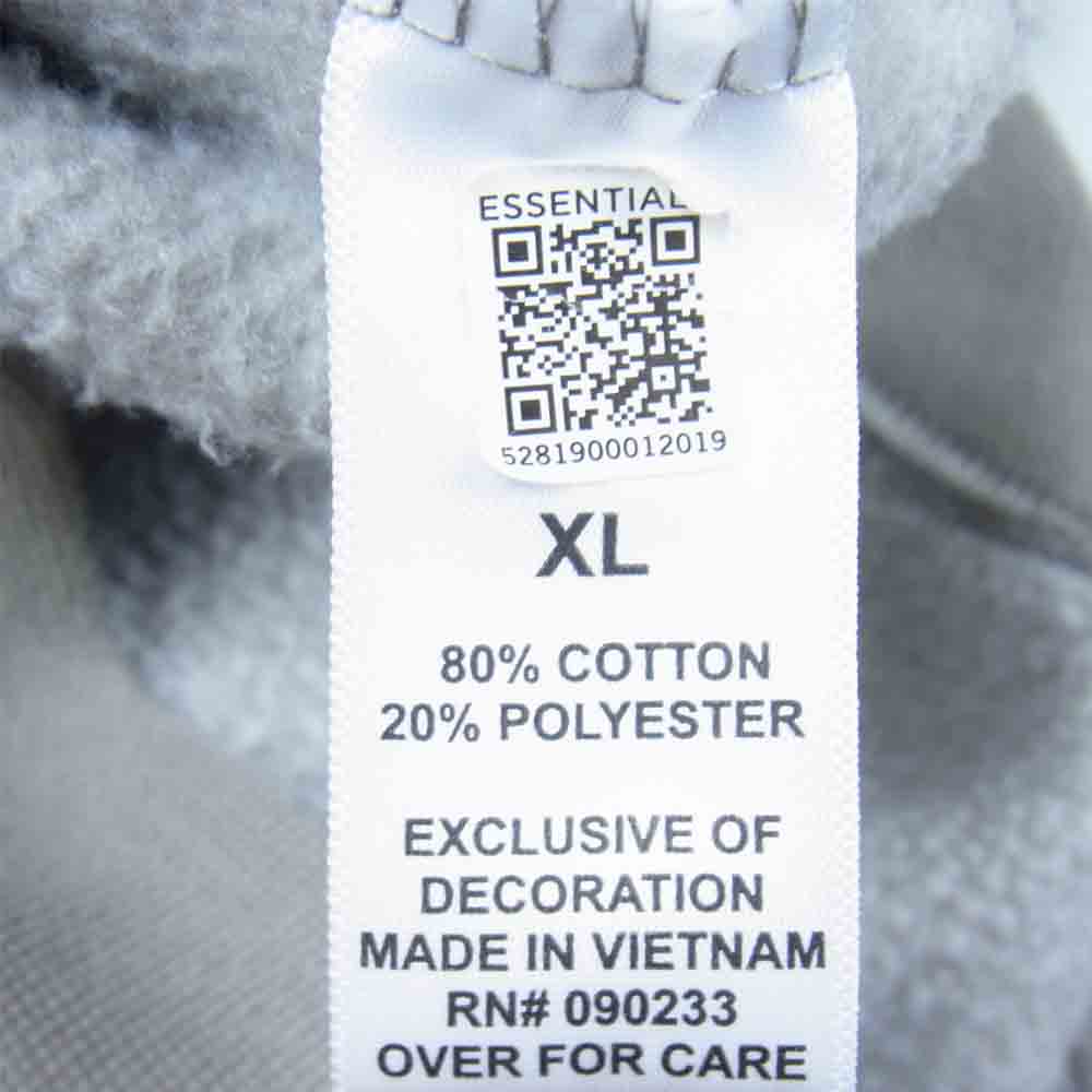 FEAR OF GOD フィアオブゴッド ESSENTIALS エッセンシャルズ フロントロゴ ラバープリント パーカー チャコール系 XL【中古】
