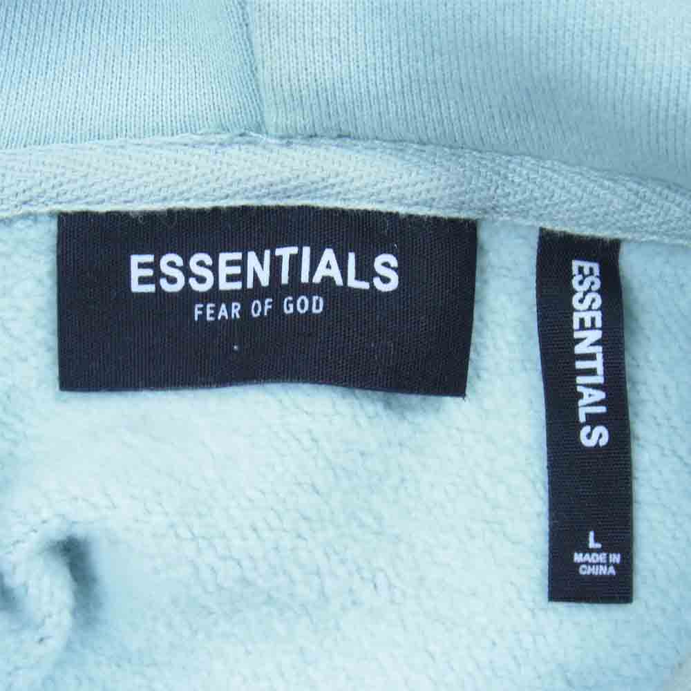 FEAR OF GOD フィアオブゴッド ESSENTIALS エッセンシャルズ バックロゴ プリント パーカー ライトグリーン系 L【中古】