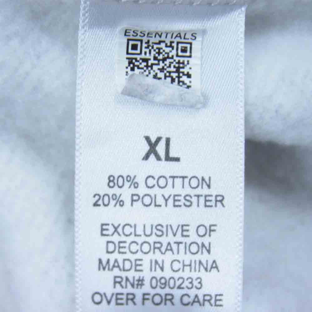 FEAR OF GOD フィアオブゴッド ESSENTIALS エッセンシャルズ リフレクター バックロゴ フーディ ヘザーグレー グレー系 XL【中古】