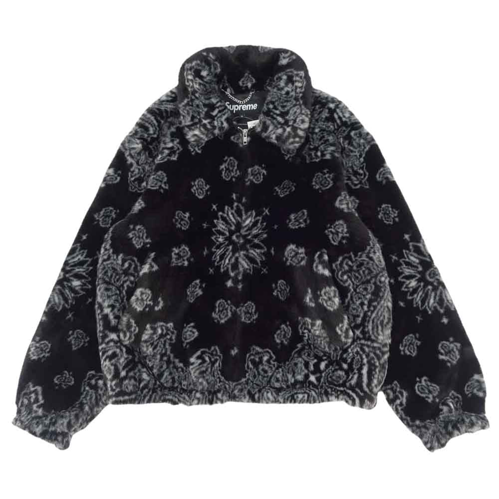 Supreme シュプリーム 21SS Bandana Faux Fur Bomber Jacket バンダナ フェイクファー ジャケット ブラック系 M【美品】【中古】
