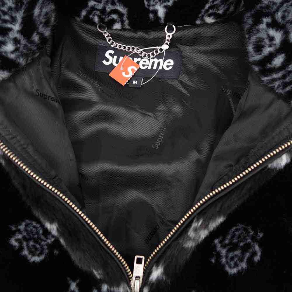 Supreme シュプリーム 21SS Bandana Faux Fur Bomber Jacket バンダナ フェイクファー ジャケット ブラック系 M【美品】【中古】