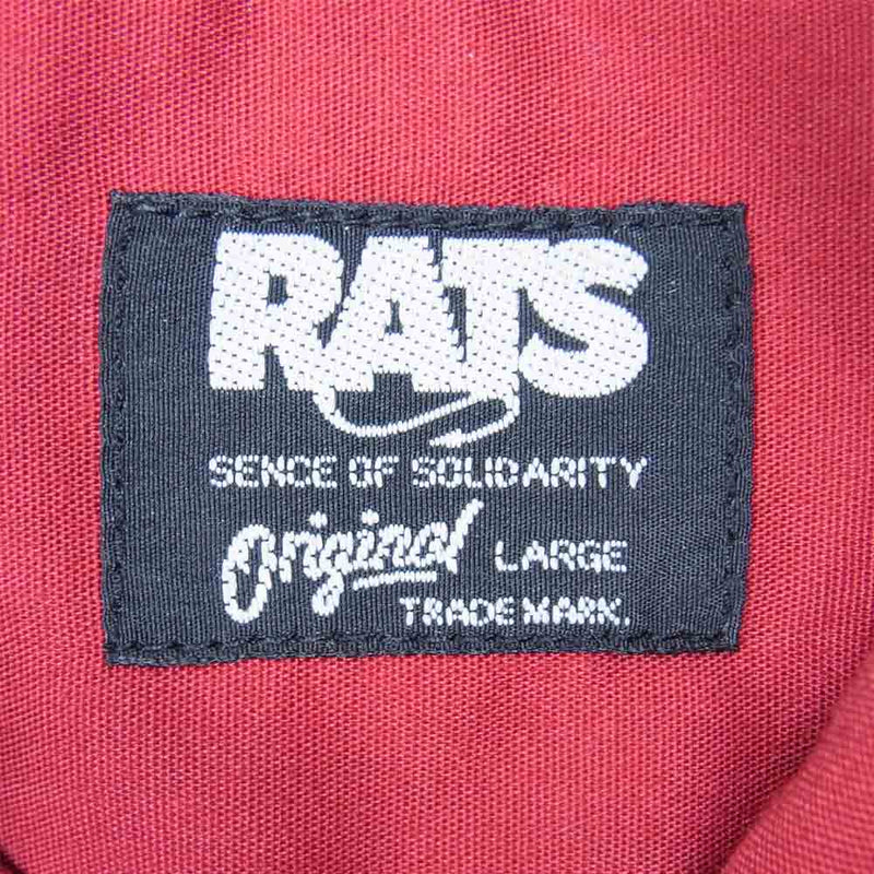 RATS ラッツ WORK SHIRTS ワーク シャツ 半袖 ハーフスリーブ 日本製 プリント 胸ポケット エンジ系 L【中古】