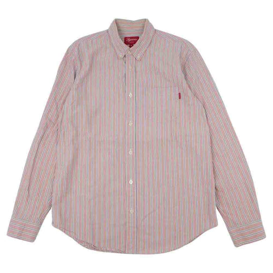 Supreme シュプリーム STRIPE OXFORD BD SHIRTS ストライプ オックスフォード BD ピンク系 M【中古】
