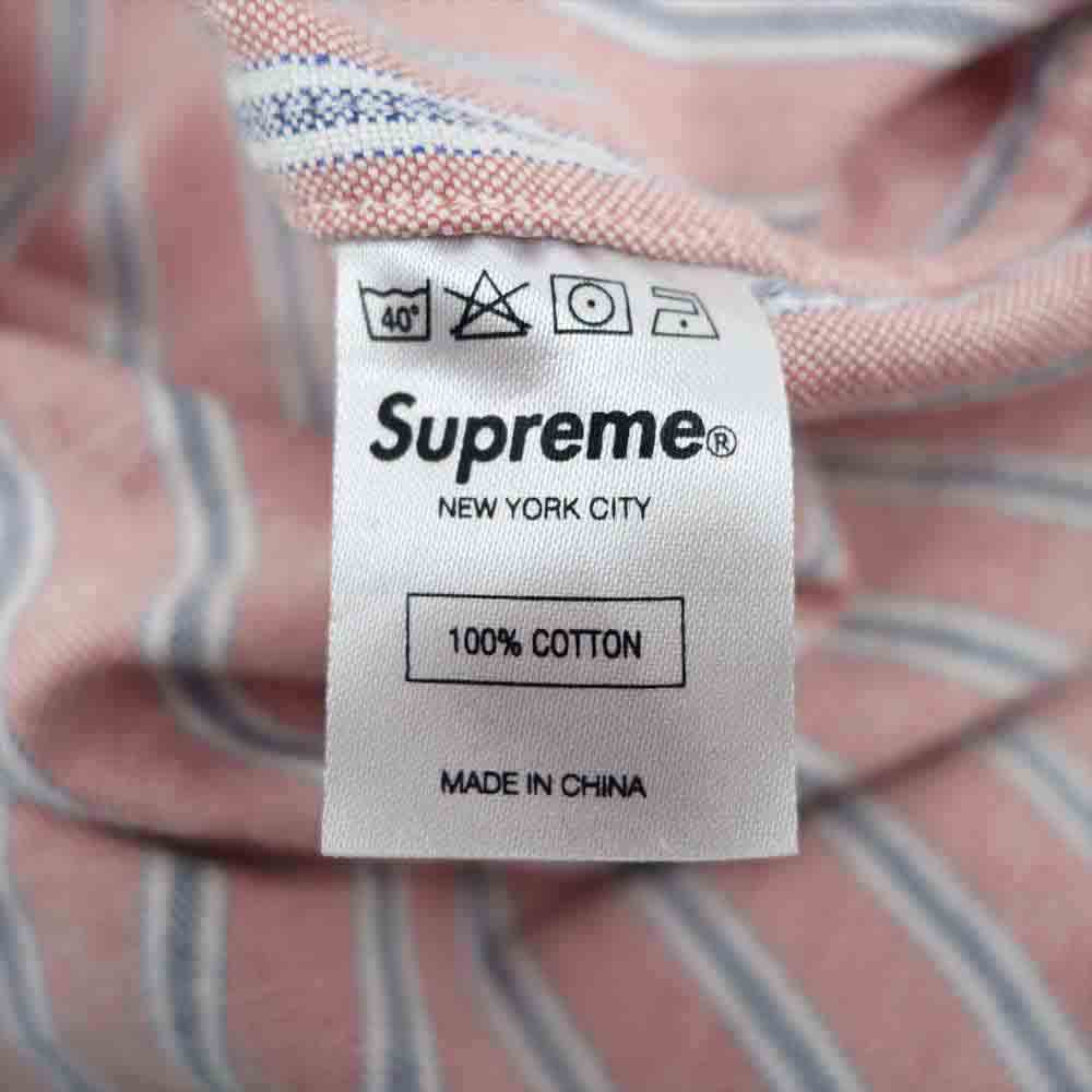 Supreme シュプリーム STRIPE OXFORD BD SHIRTS ストライプ オックスフォード BD ピンク系 M【中古】