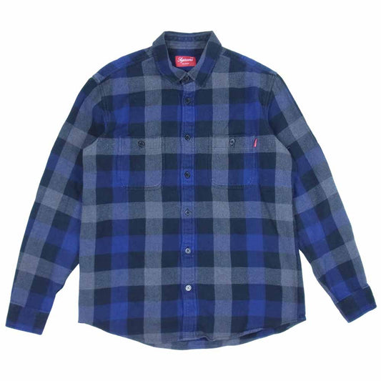 Supreme シュプリーム heavyweight flannel shirt ヘビーウェイト フランネル シャツ ブルー系 L【中古】