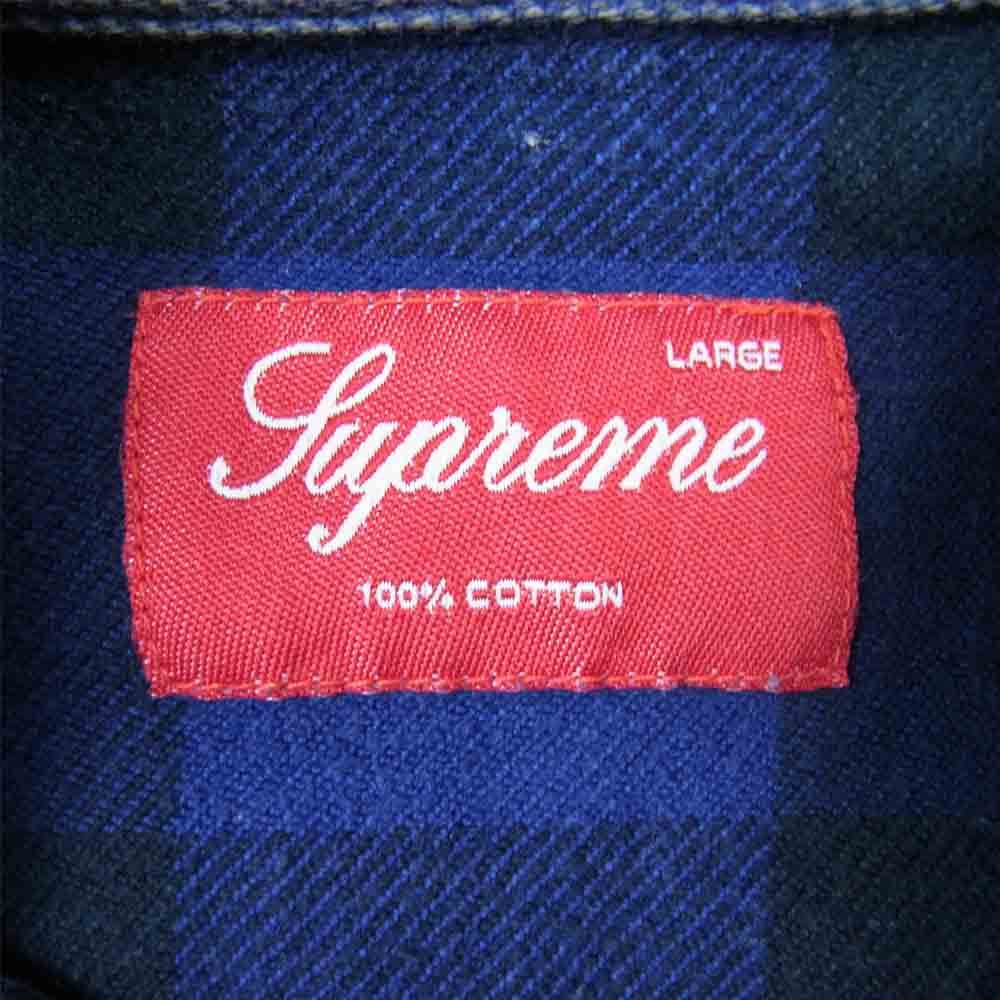 Supreme シュプリーム heavyweight flannel shirt ヘビーウェイト フランネル シャツ ブルー系 L【中古】