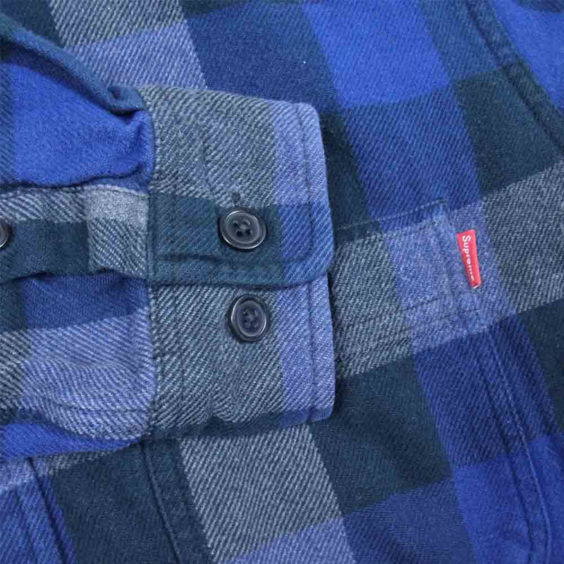 Supreme シュプリーム heavyweight flannel shirt ヘビーウェイト フランネル シャツ ブルー系 L【中古】