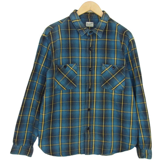 TENDERLOIN テンダーロイン T-HEAVY FLANNEL CHECK SHT ヘビー フランネル チェック ブルー系 L【中古】