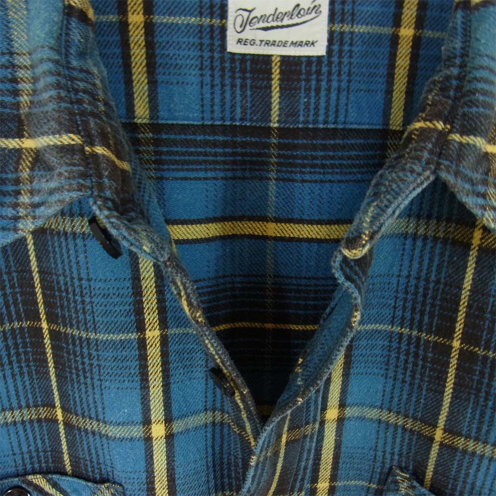 TENDERLOIN テンダーロイン T-HEAVY FLANNEL CHECK SHT ヘビー フランネル チェック ブルー系 L【中古】