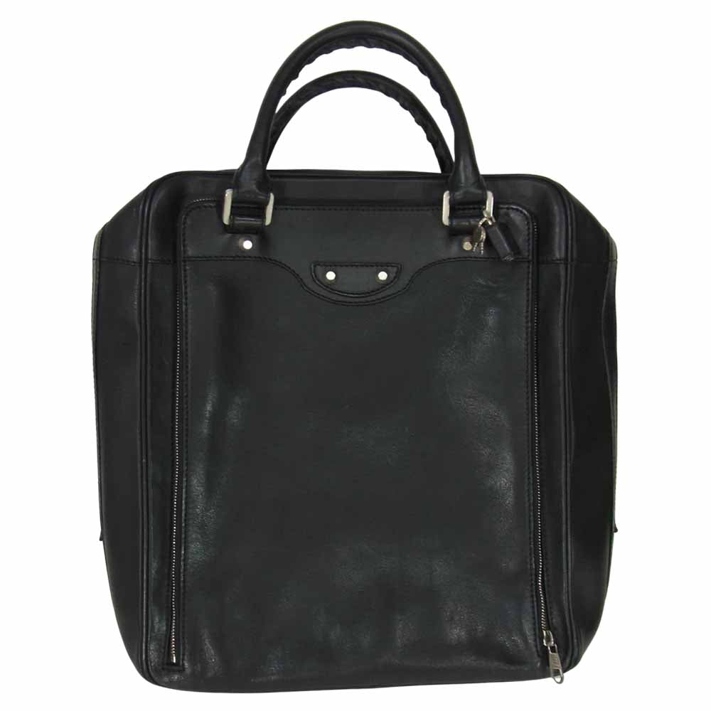 BALENCIAGA バレンシアガ ジップ レザー ブリーフケース ブラック系【中古】