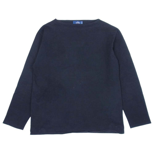 SAINT JAMES セントジェームス OUESSANT ウエッソン エルボーパッチ バスクシャツ ブラック系 42【中古】