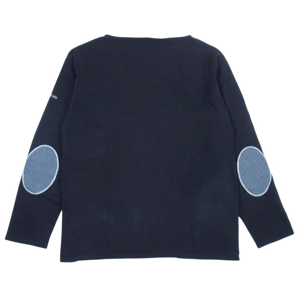 SAINT JAMES セントジェームス OUESSANT ウエッソン エルボーパッチ バスクシャツ ブラック系 42【中古】