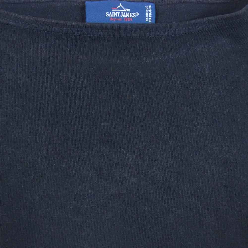 SAINT JAMES セントジェームス OUESSANT ウエッソン エルボーパッチ バスクシャツ ブラック系 42【中古】
