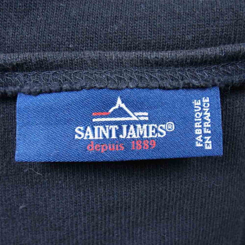 SAINT JAMES セントジェームス OUESSANT ウエッソン エルボーパッチ バスクシャツ ブラック系 42【中古】