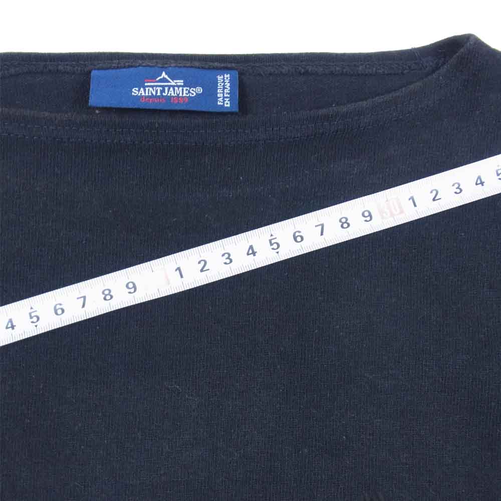 SAINT JAMES セントジェームス OUESSANT ウエッソン エルボーパッチ バスクシャツ ブラック系 42【中古】