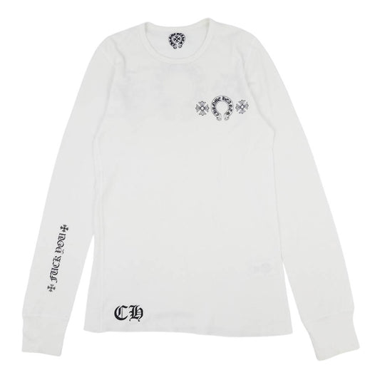 CHROME HEARTS クロムハーツ（原本無） 国内正規品 ホースシュー プリント ロングスリーブ Tシャツ カットソー ホワイト系【中古】