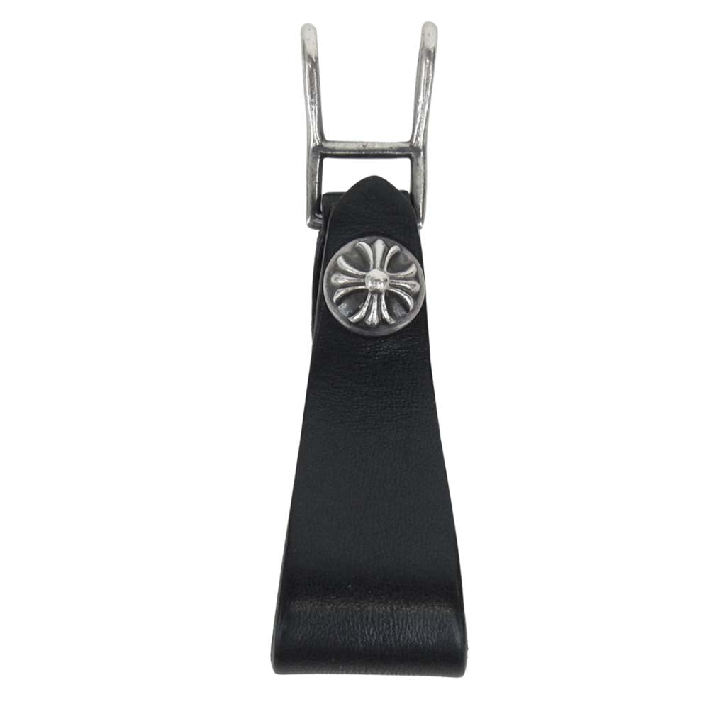 CHROME HEARTS クロムハーツ（原本無） クロスボール ボタン レザー ベルトループ ブラック系【中古】