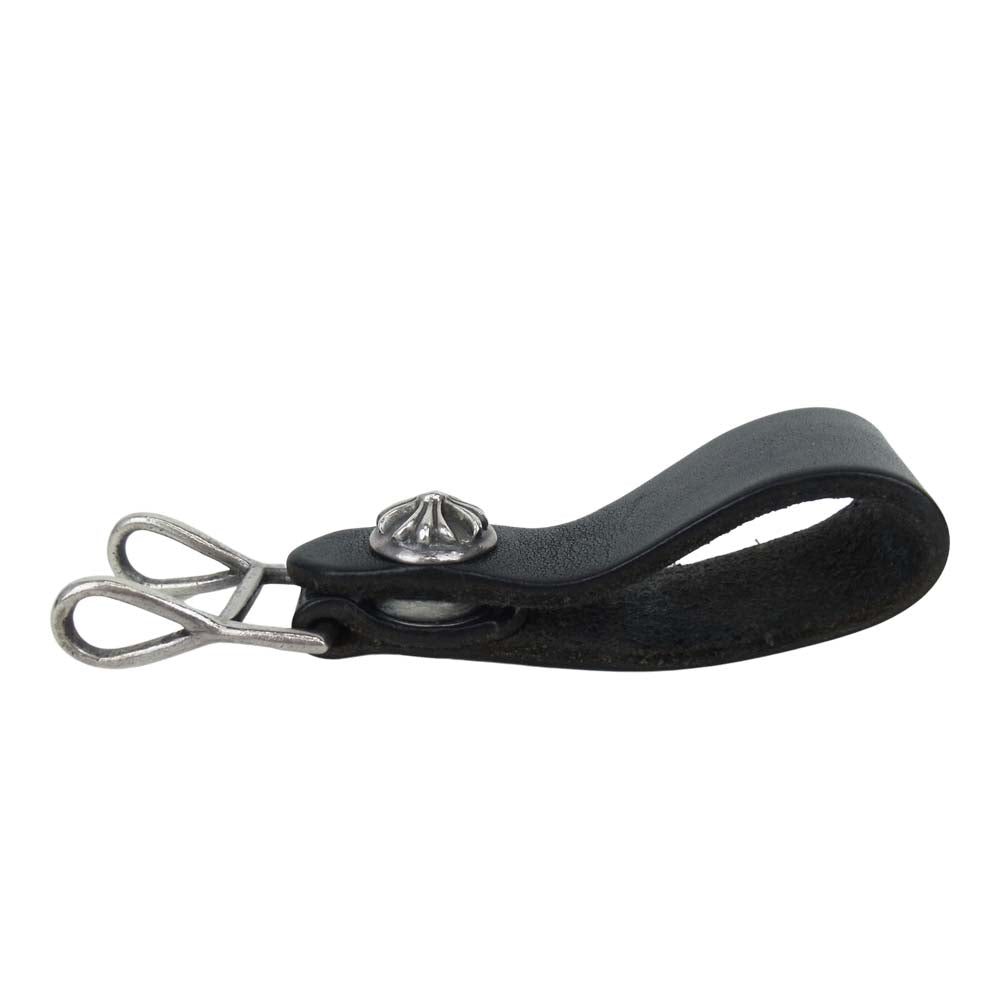 CHROME HEARTS クロムハーツ（原本無） クロスボール ボタン レザー ベルトループ ブラック系【中古】