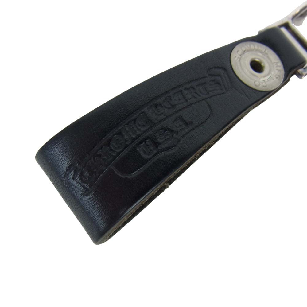 CHROME HEARTS クロムハーツ（原本無） クロスボール ボタン レザー ベルトループ ブラック系【中古】