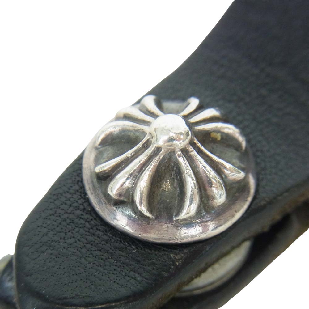 CHROME HEARTS クロムハーツ（原本無） クロスボール ボタン レザー ベルトループ ブラック系【中古】