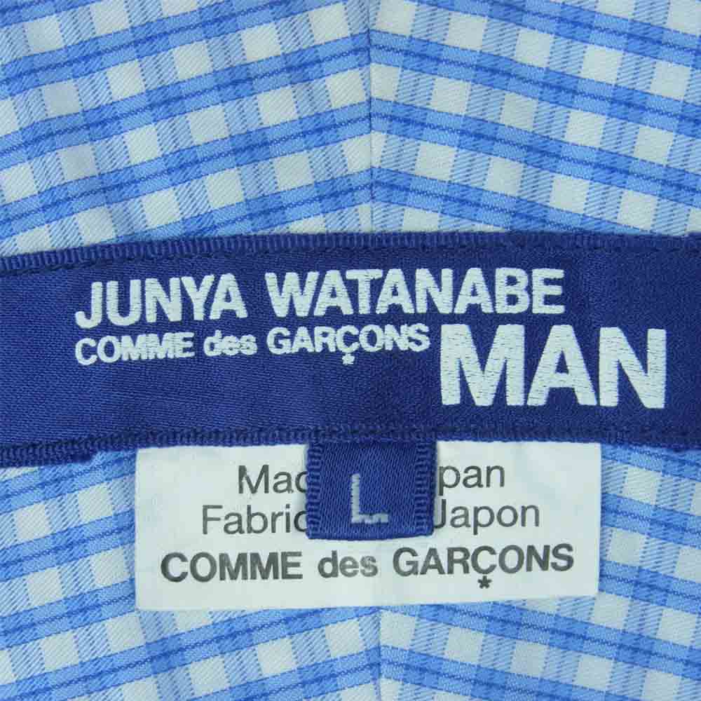 JUNYA WATANABE COMME des GARCONS MAN ジュンヤワタナベコムデギャルソンマン WG-B007 綿 ストライプ プリント シャンブレー 長袖 シャツ ライトブルー系 L【新古品】【未使用】【中古】