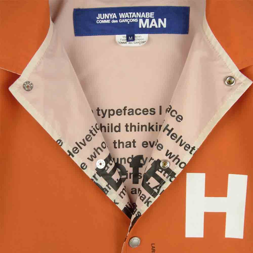 JUNYA WATANABE COMME des GARCONS MAN ジュンヤワタナベコムデギャルソンマン WG-J001 Helvetica リバーシブル コーチ ジャケット オレンジ系 ホワイト系 M【中古】