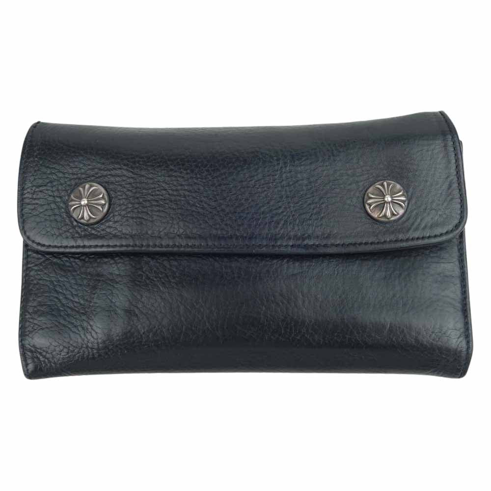 CHROME HEARTS クロムハーツ（原本無） クロスボール ボタン ウェーブ ウォレット ブラック系【中古】