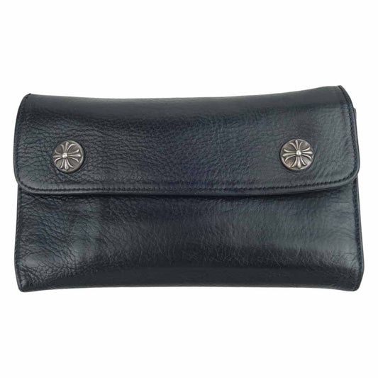 CHROME HEARTS クロムハーツ（原本無） クロスボール ボタン ウェーブ ウォレット ブラック系【中古】
