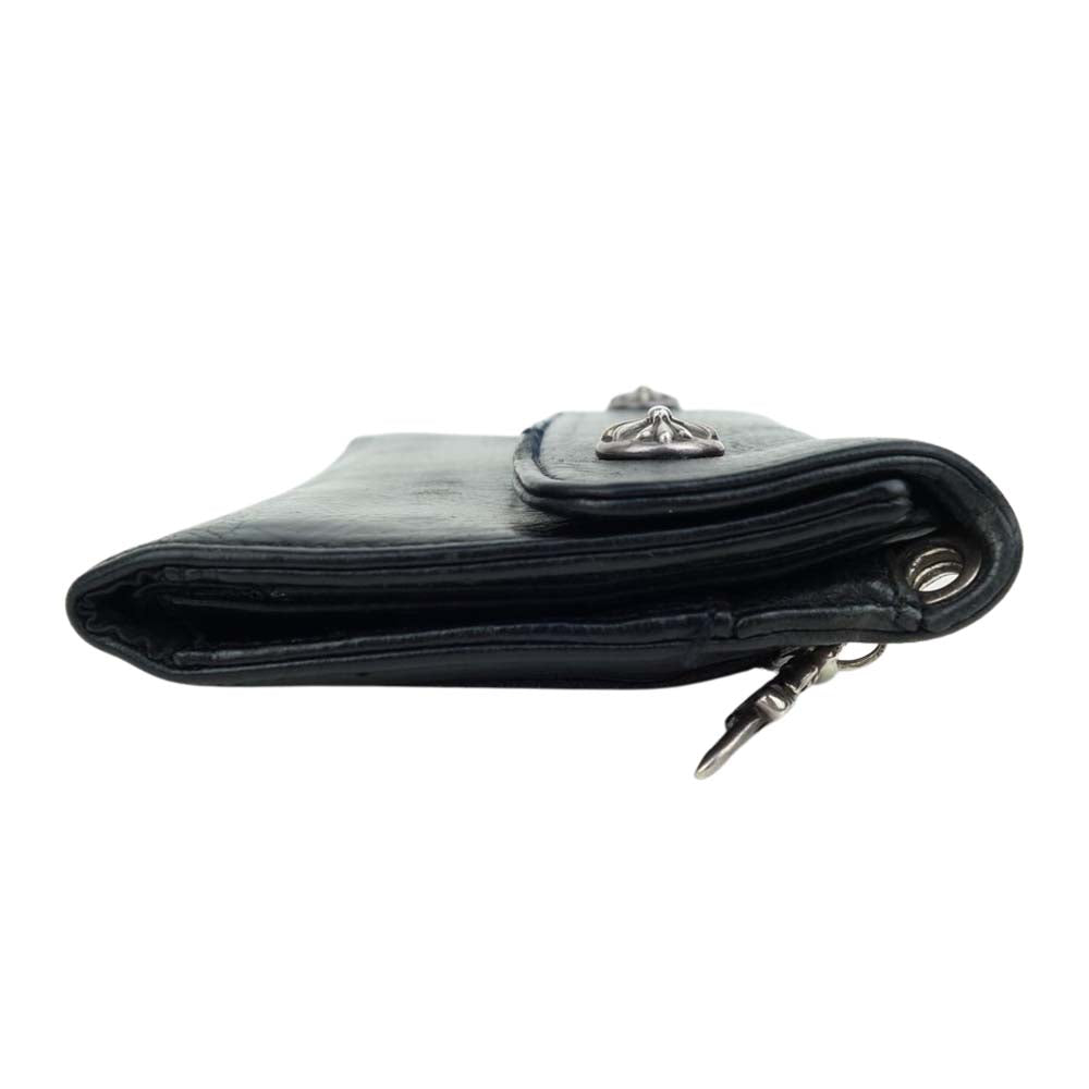 CHROME HEARTS クロムハーツ（原本無） クロスボール ボタン ウェーブ ウォレット ブラック系【中古】