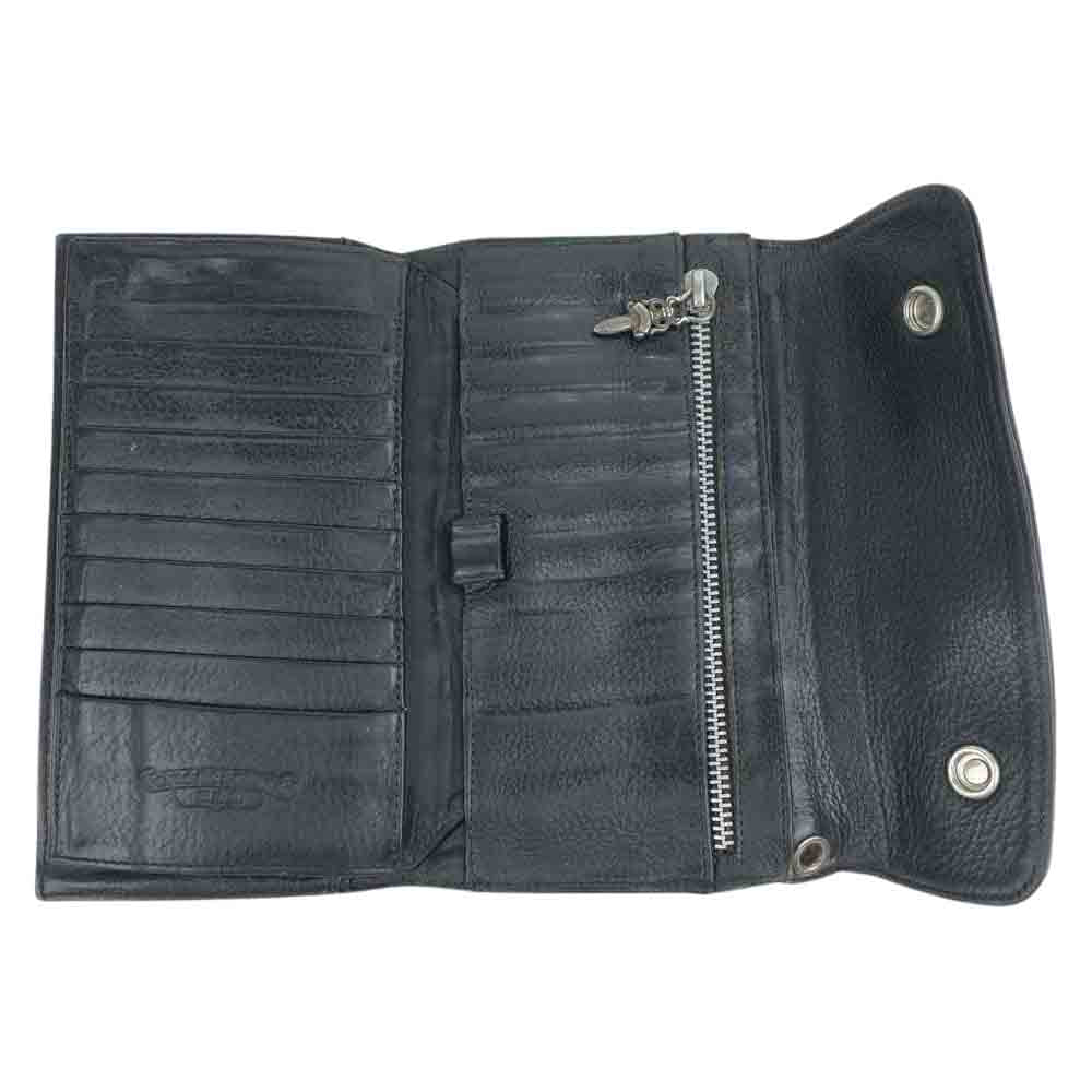 CHROME HEARTS クロムハーツ（原本無） クロスボール ボタン ウェーブ ウォレット ブラック系【中古】