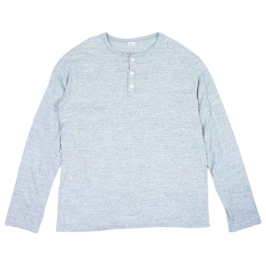 WAREHOUSE ウエアハウス 3ボタン ヘンリーネック 長袖 Tシャツ カットソー コットン グレー系 L【中古】