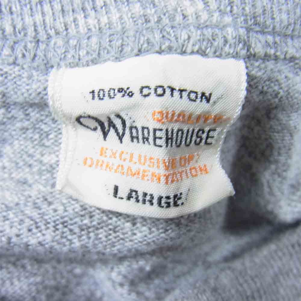 WAREHOUSE ウエアハウス 3ボタン ヘンリーネック 長袖 Tシャツ カットソー コットン グレー系 L【中古】